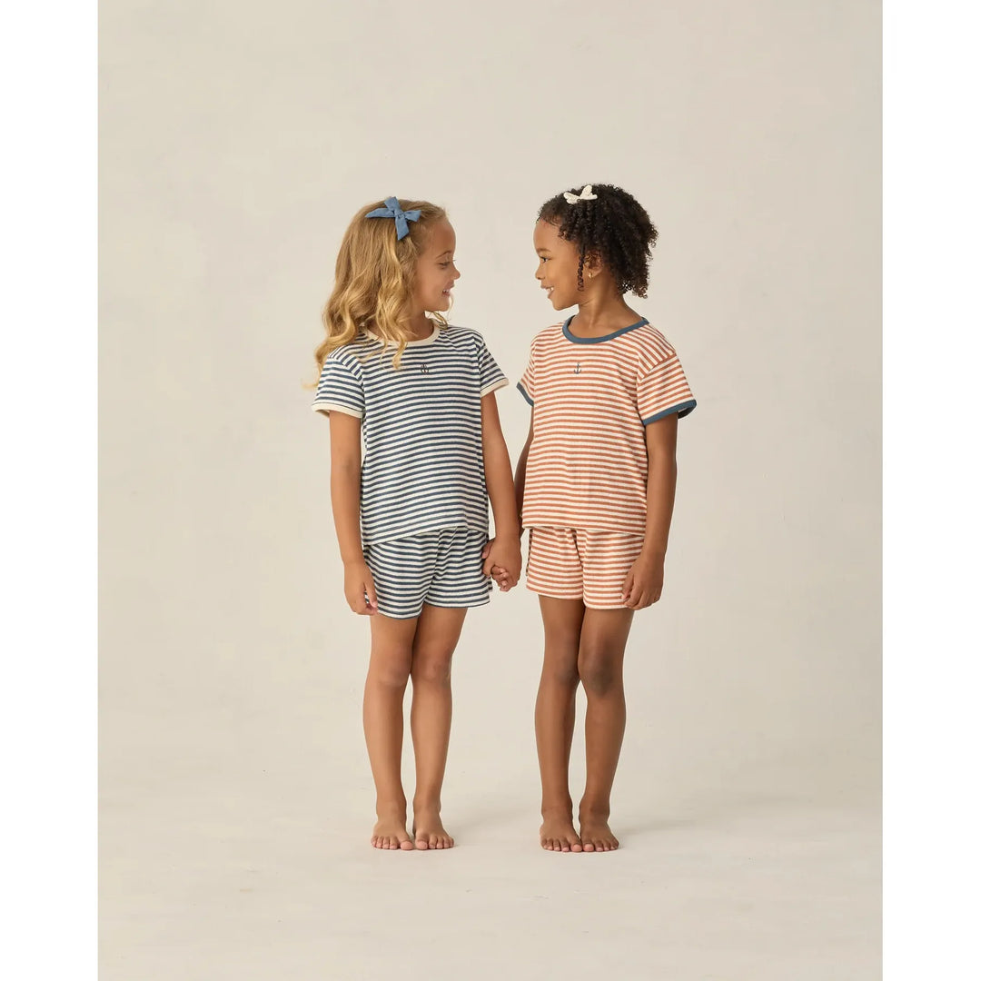 Pointelle Tee | Navy Stripe