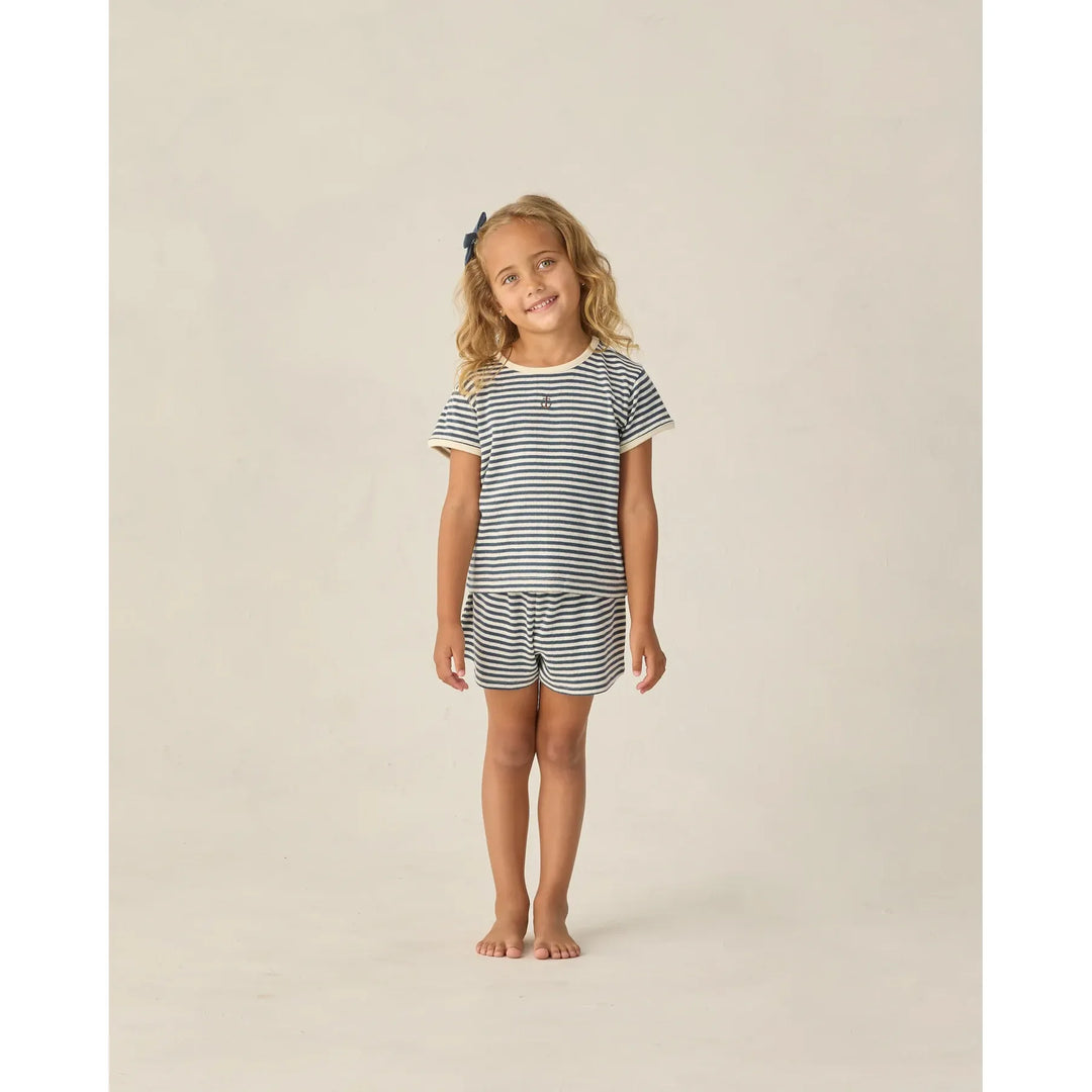 Pointelle Tee | Navy Stripe