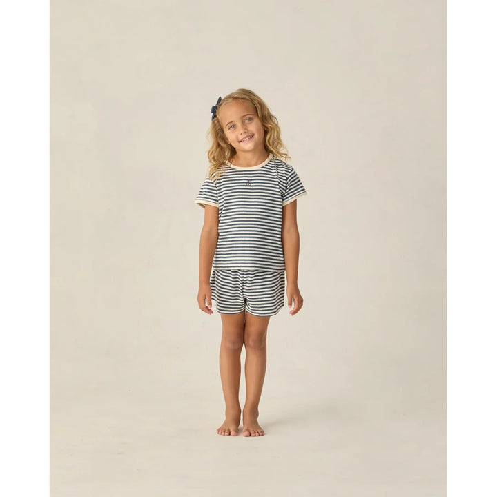 Pointelle Tee | Navy Stripe