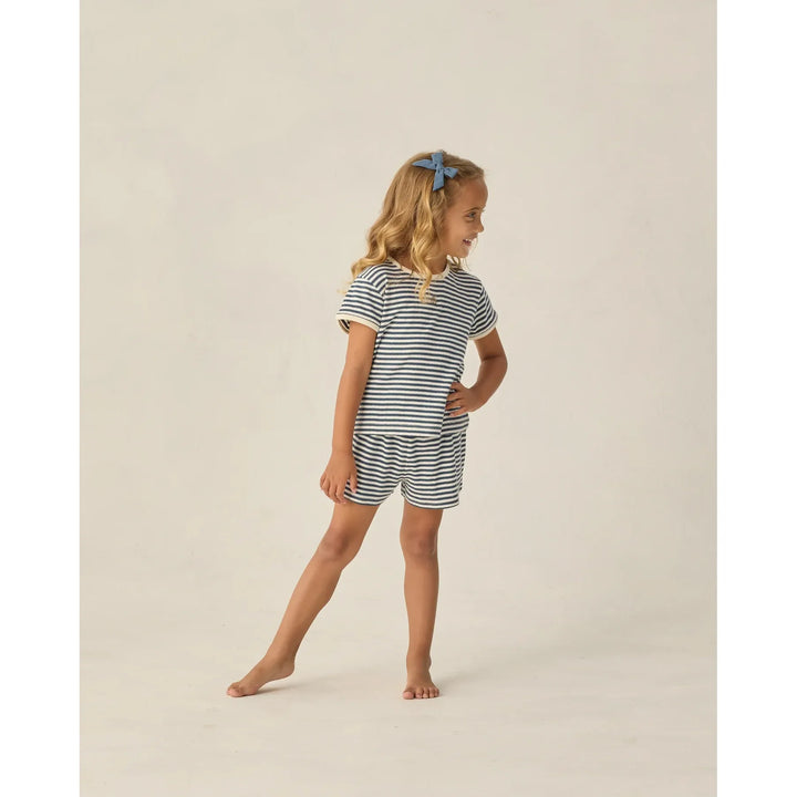 Pointelle Tee | Navy Stripe