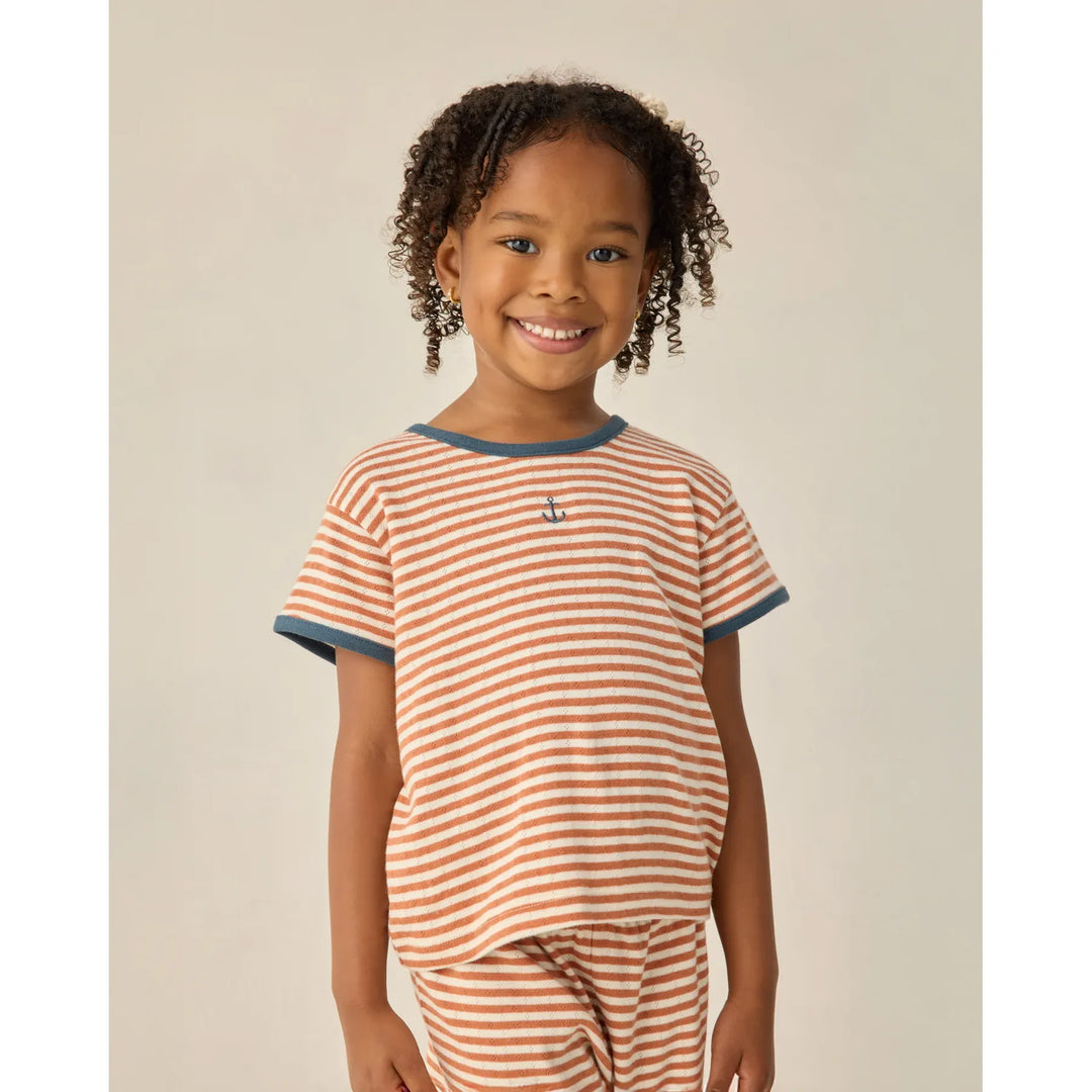 Pointelle Tee | Poppy Stripe