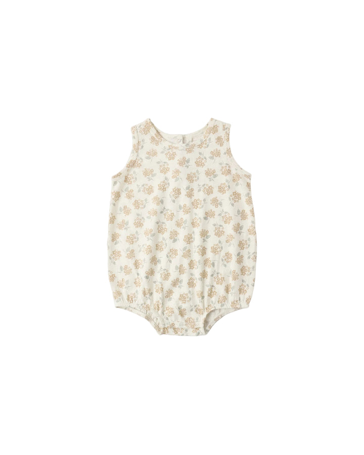 Baby romper with floral pattern on a white background