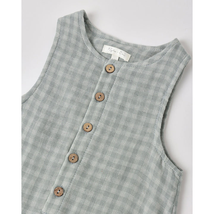 Button Jumpsuit || Green Gingham