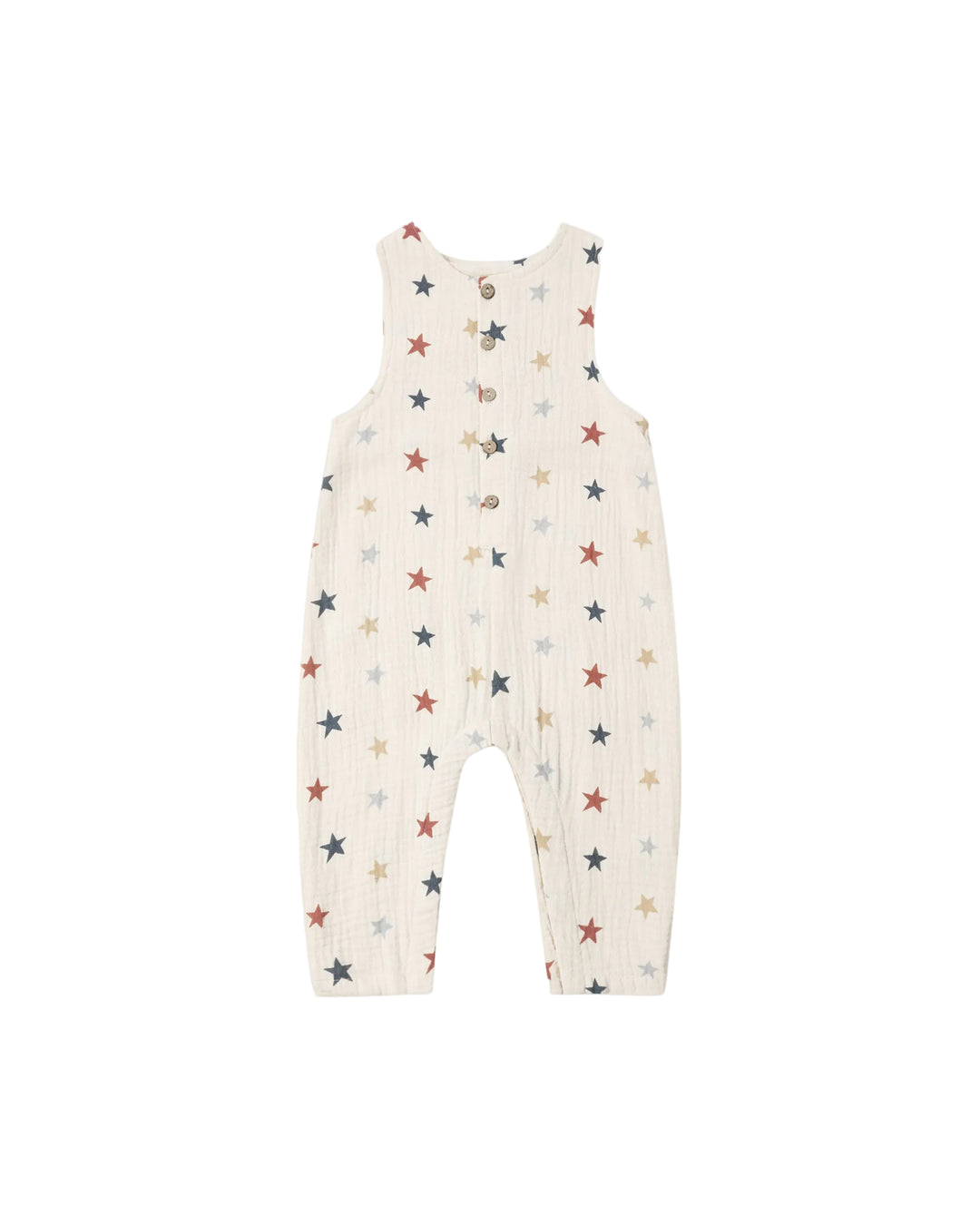 Baby romper with star pattern on a white background