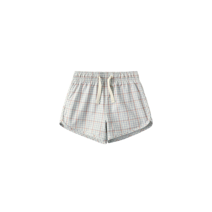 RYLEE + CRU Swim Trunk Light Blue Plaid