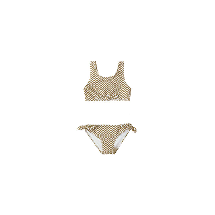 RYLEE + CRU Ocre Check Knotted Bikini