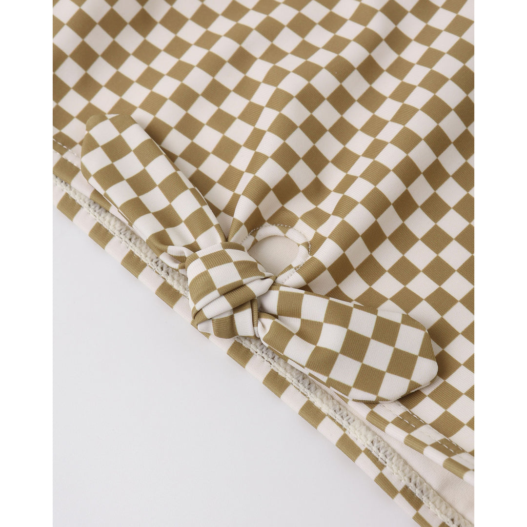 RYLEE + CRU Ocre Check Knotted Bikini
