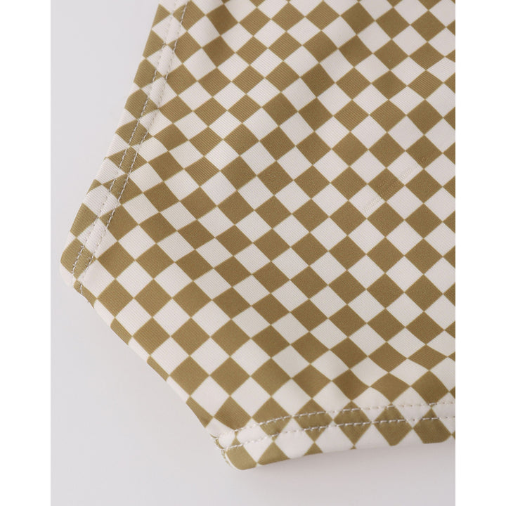 RYLEE + CRU Ocre Check Knotted Bikini