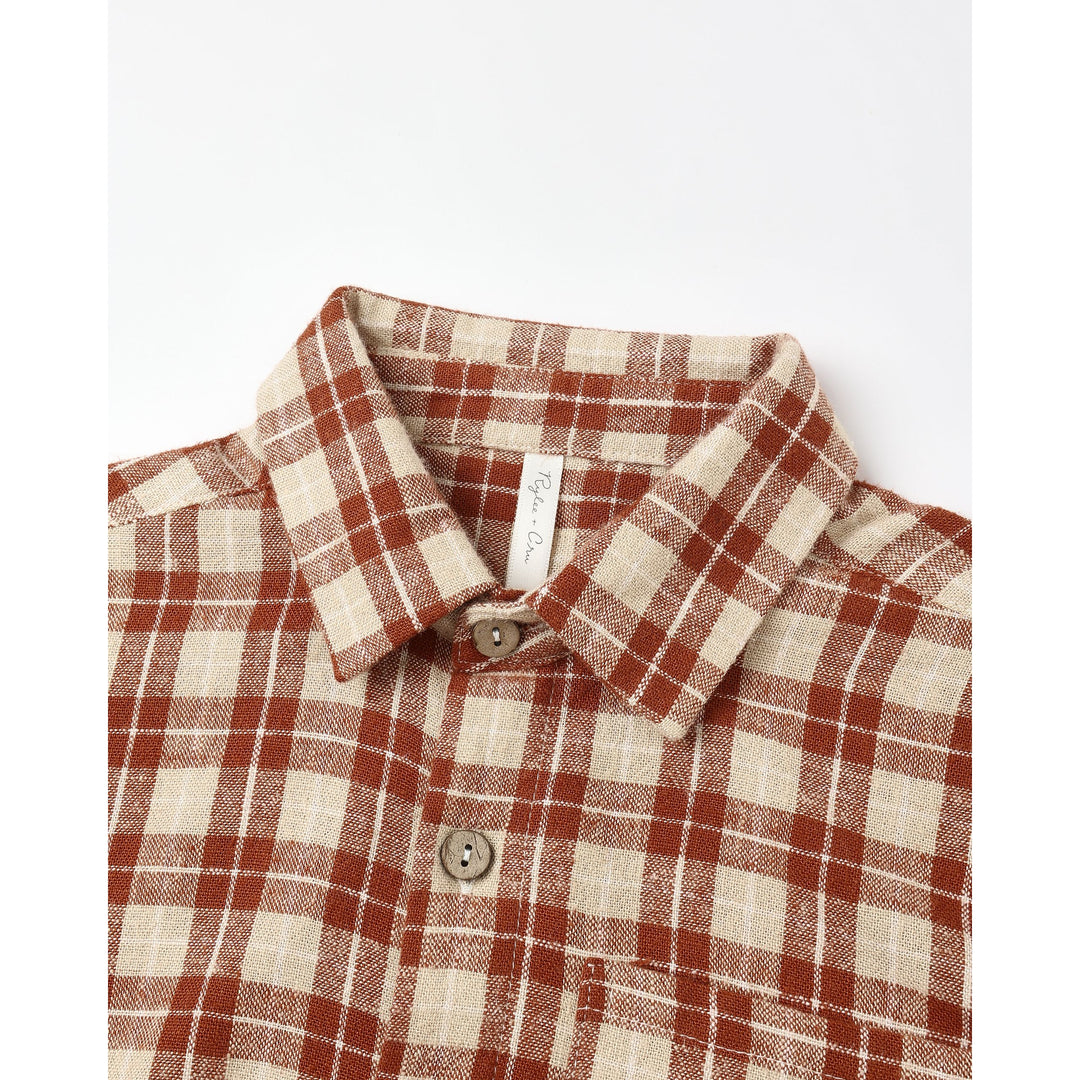RYLEE + CRU Collared Long Sleeve Shirt || Red Plaid