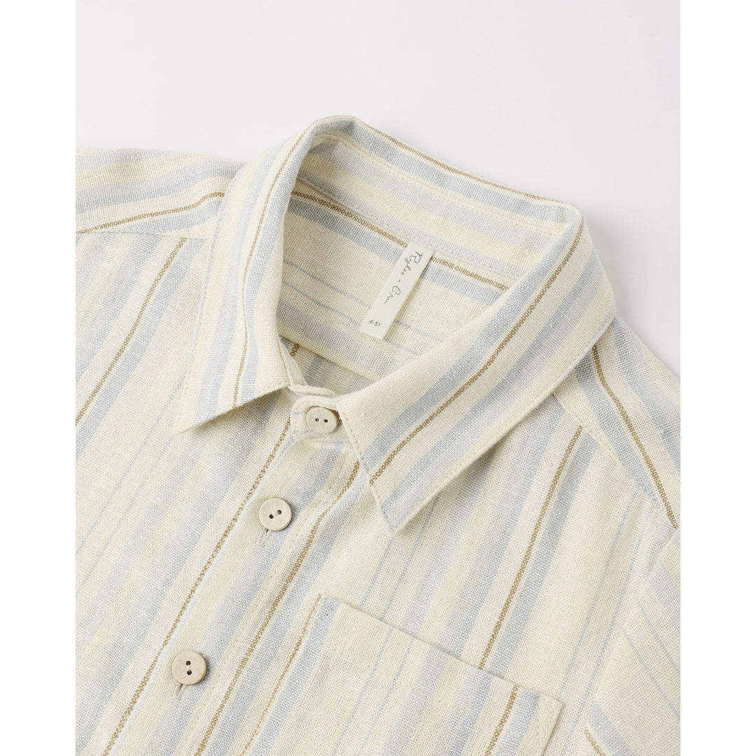 Collared Short Sleeve Shirt || Sea Stripe