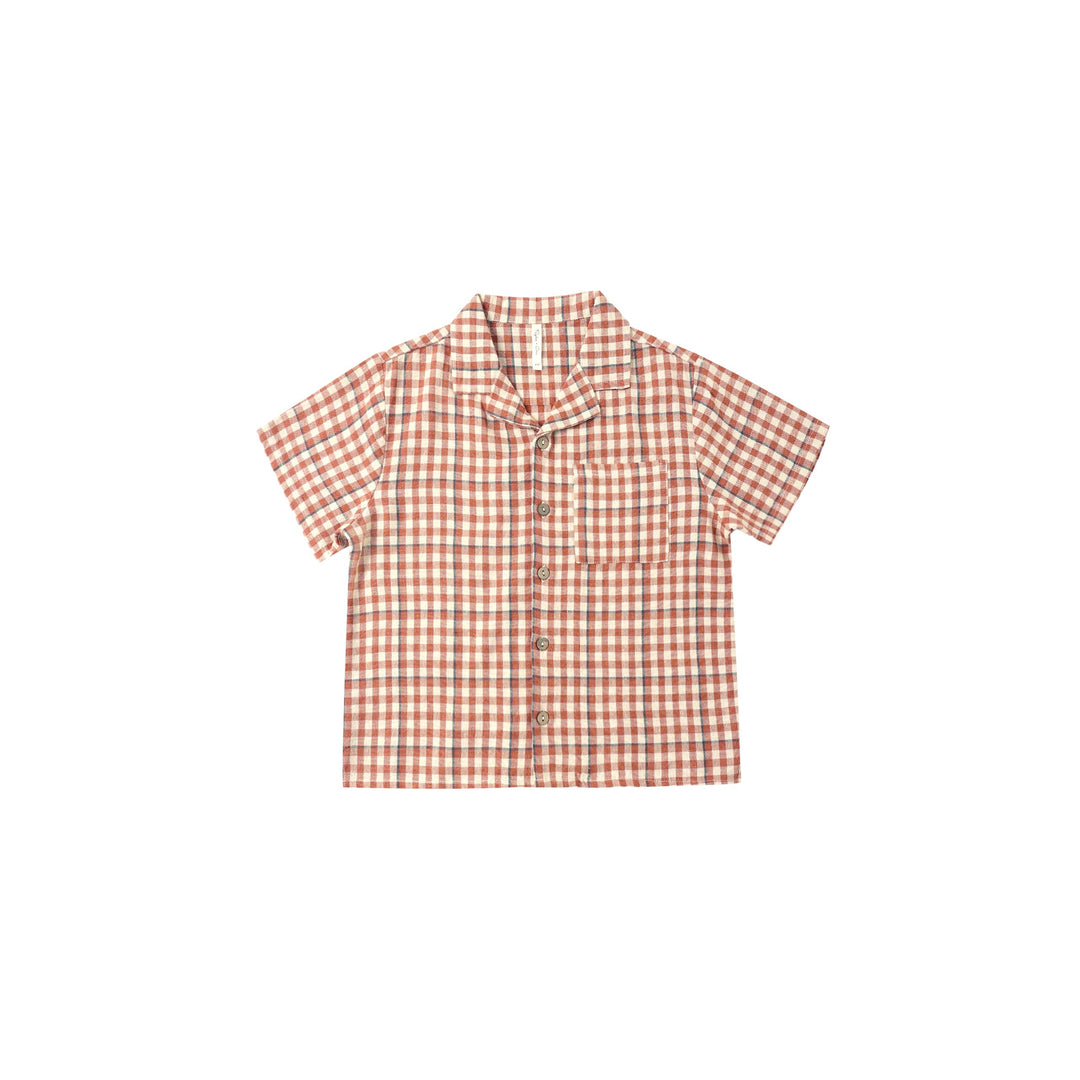 RYLEE + CRU Poppy Gingham Lapel Collar Shirt