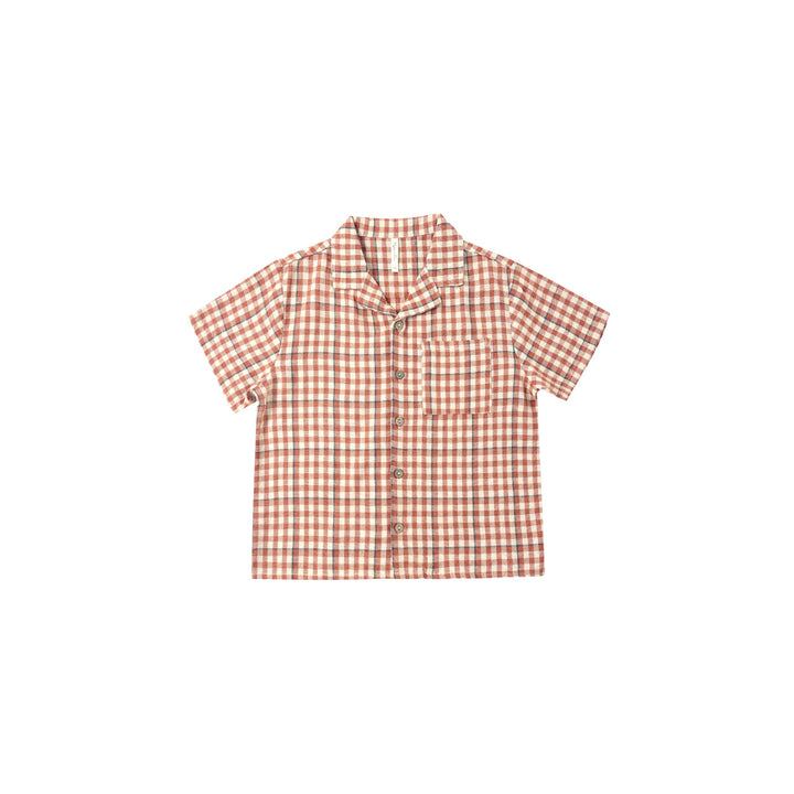 RYLEE + CRU Poppy Gingham Lapel Collar Shirt