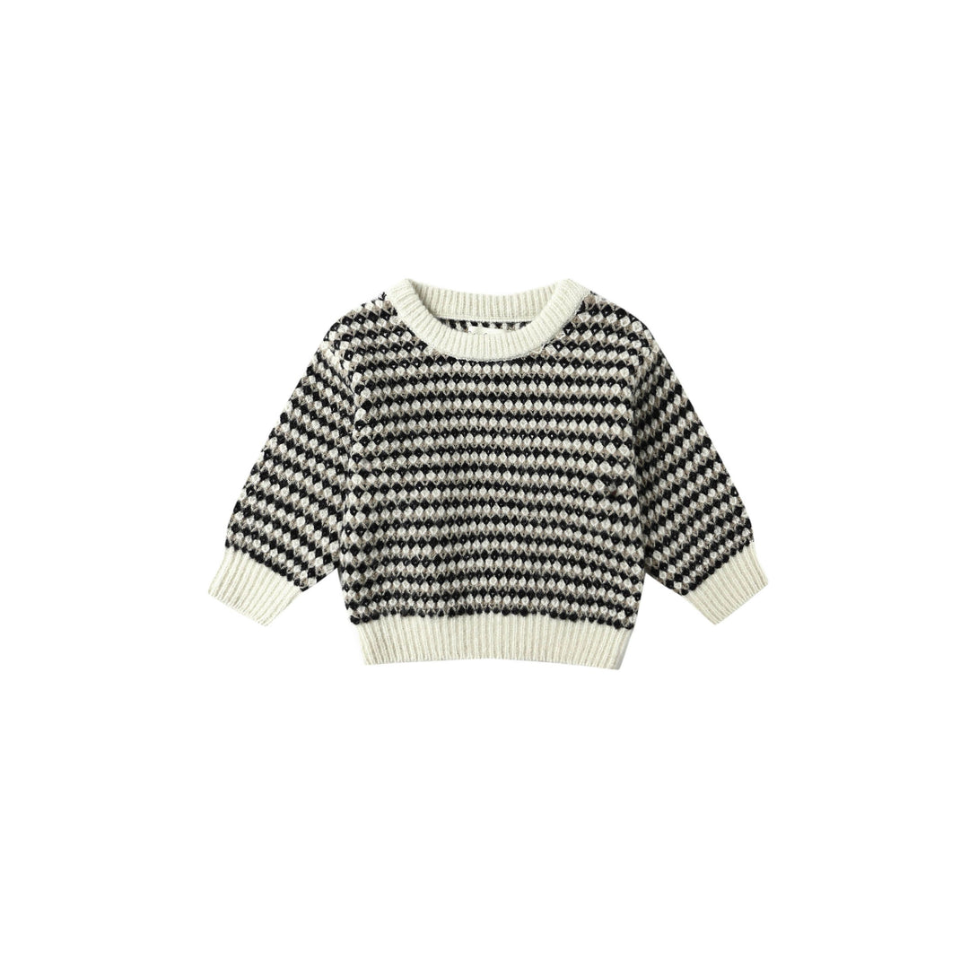 RYLEE + CRU Shiloh Sweater  in a Speckle Black and white patterned sweater 