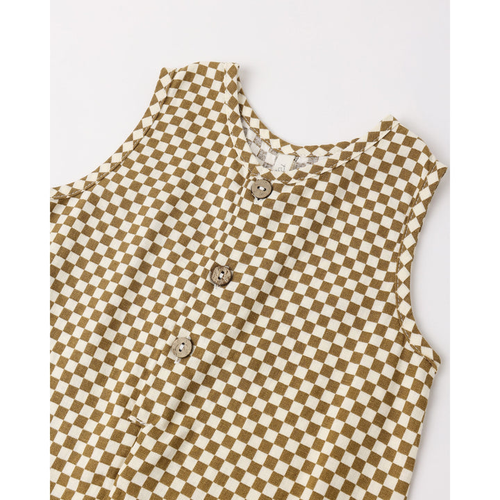 RYLEE + CRU Ocre Check Mavrick Romper