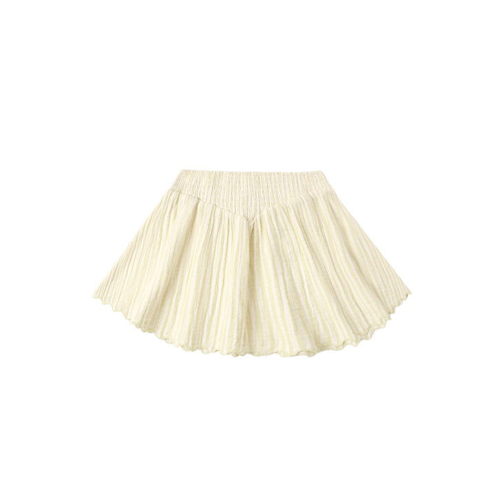 Smocked V Mini Skirt || Citron Stripe