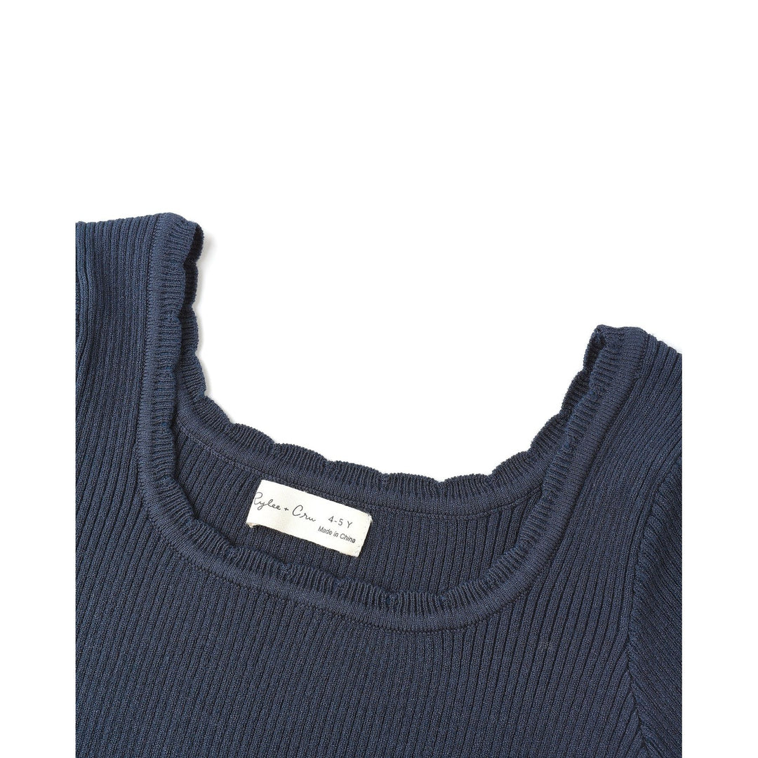 RYLEE + CRU Scallop Tee || Navy
