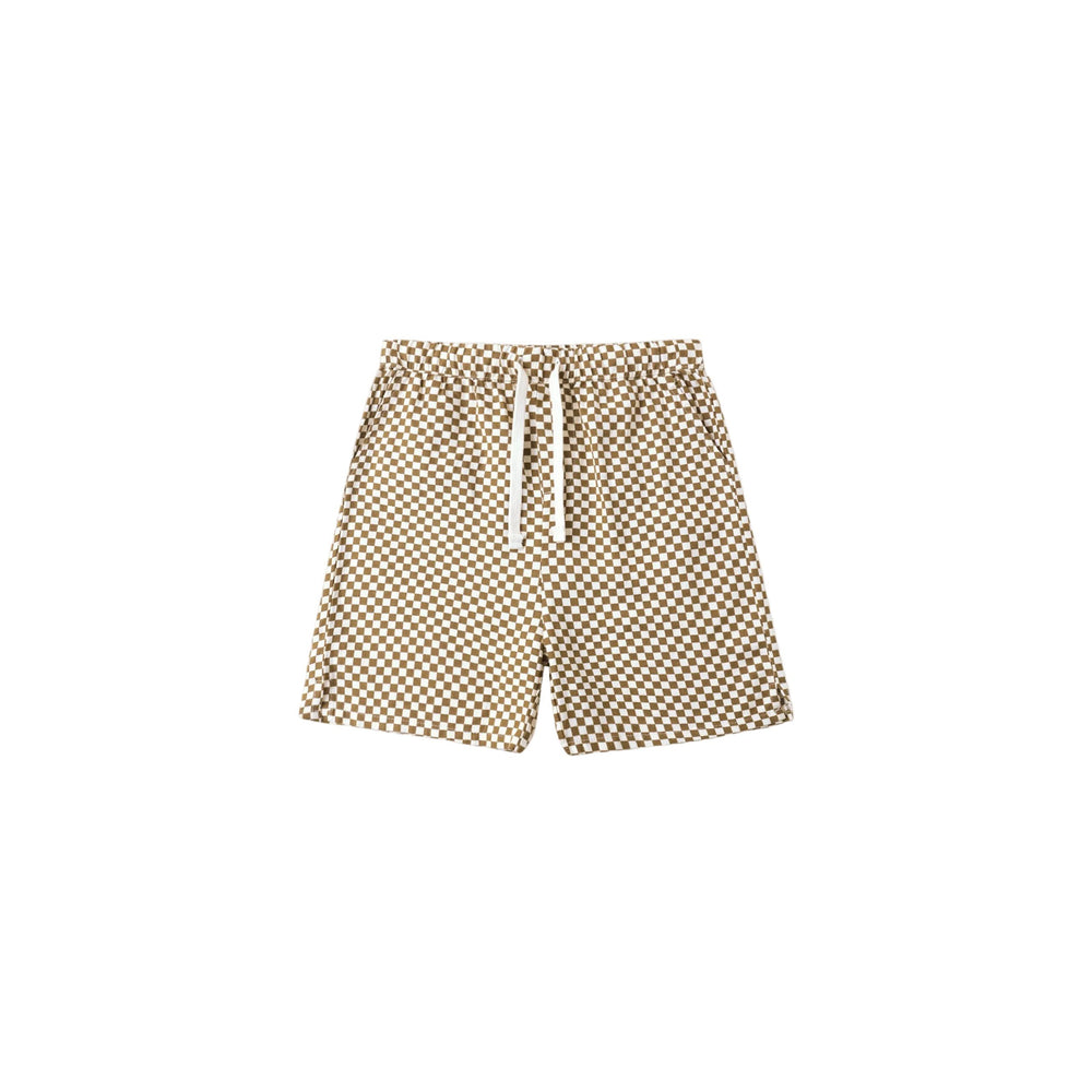 Our Rylee + Cru Perry Shorts are a classic cool style. With side and back pockets and an elastic waistband with a functional drawstring - this look is great for your everyday wardrobe.

Featuring a ‘ocre check’ all-over pattern. Enjoy warm summer days in this vintage look!