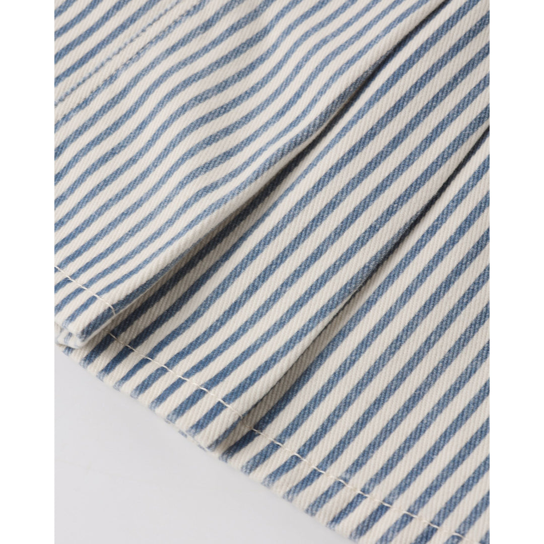 Pleated Denim Skirt || Railroad Stripe