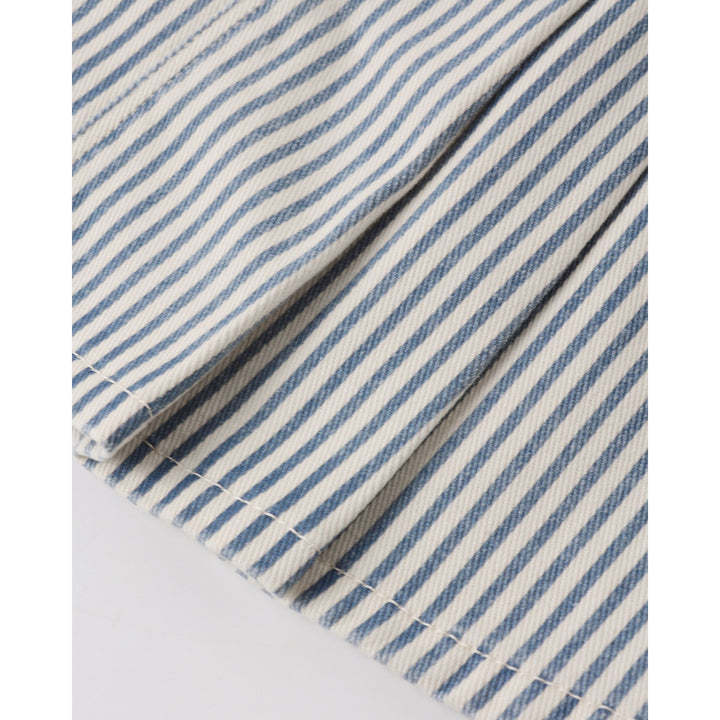 Pleated Denim Skirt || Railroad Stripe