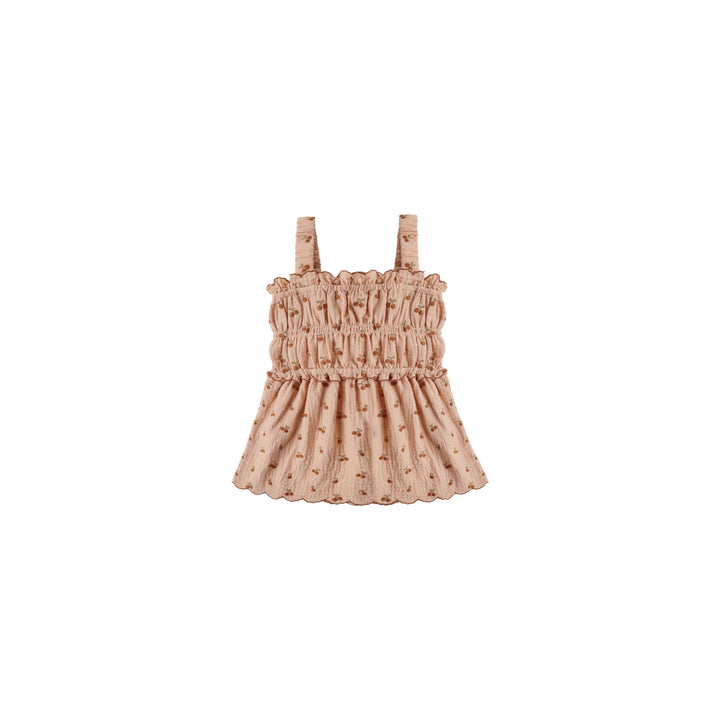 RYLEE + CRU Smocked Tank || Cherry Embroidery