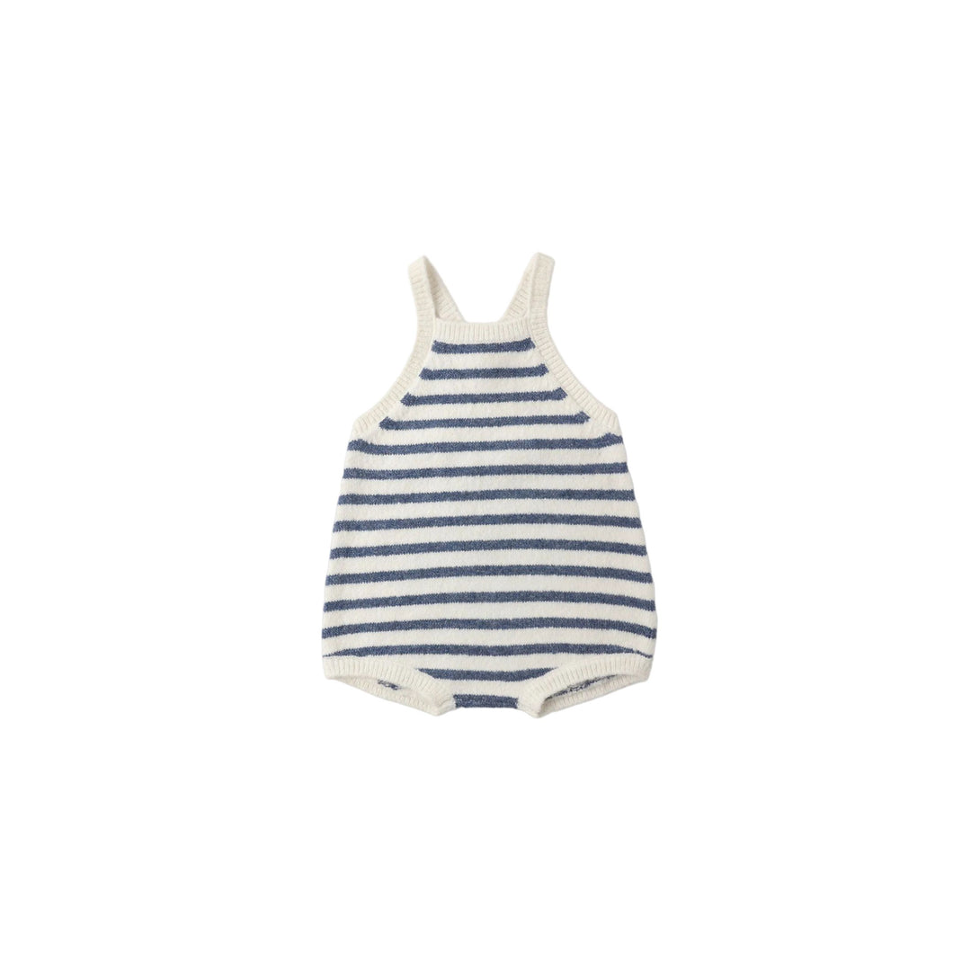 Striped baby romper on a white background