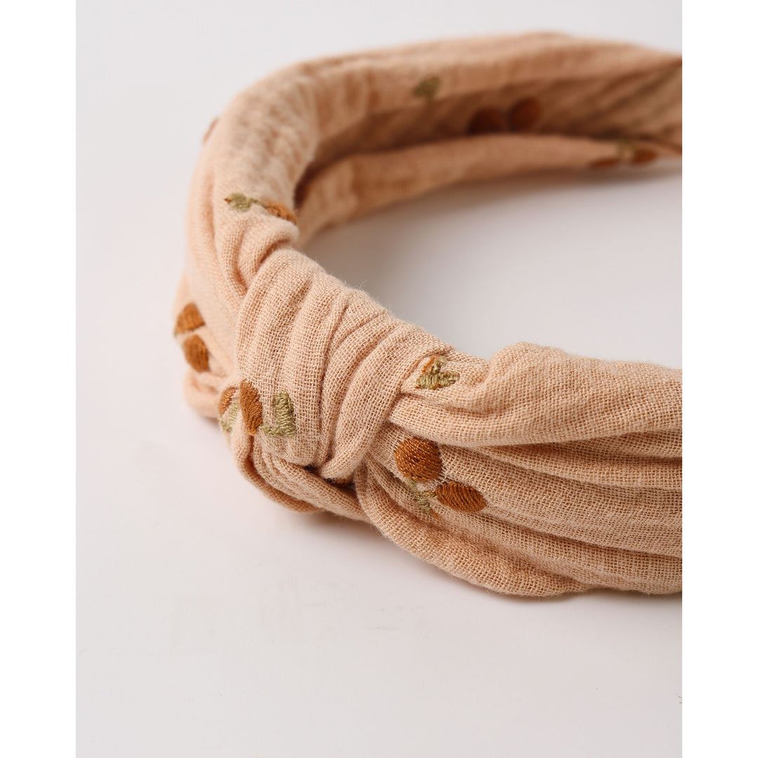Knotted Headband || Cherry Embroidery