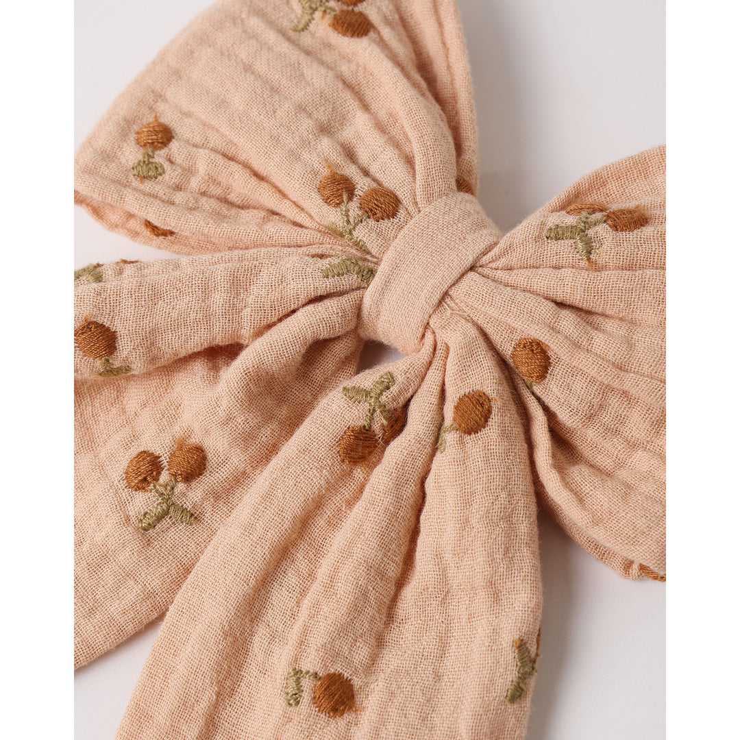Oversized Bow || Cherry Embroidery