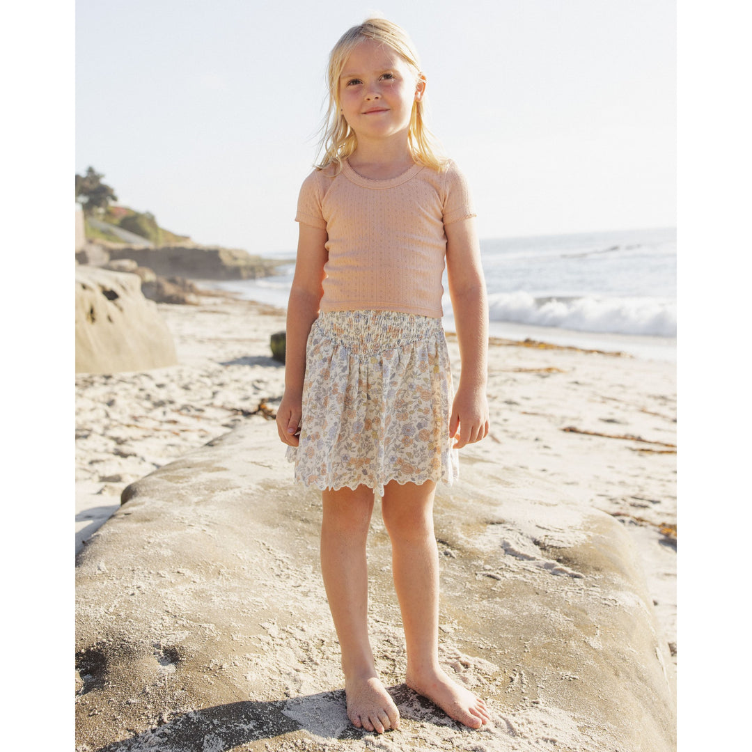 Smocked V Mini Skirt || Bloom