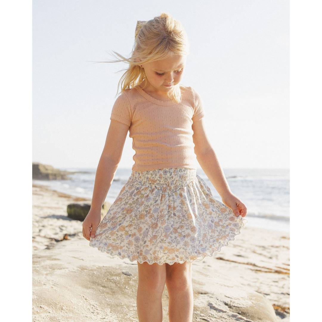 Smocked V Mini Skirt || Bloom