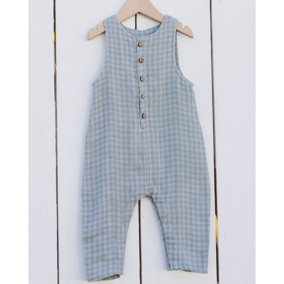 Button Jumpsuit || Green Gingham