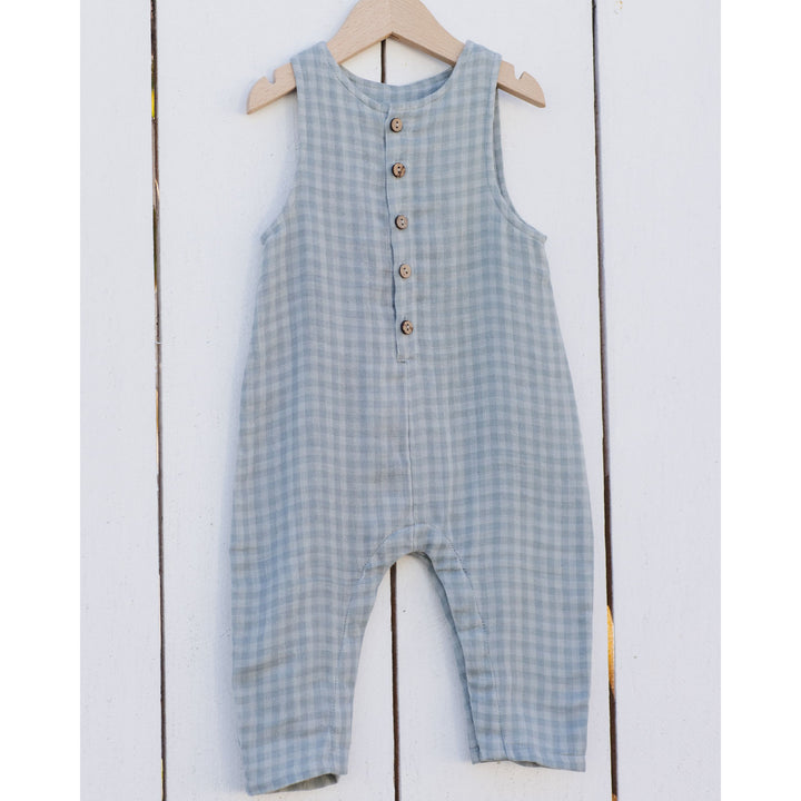 Button Jumpsuit || Green Gingham