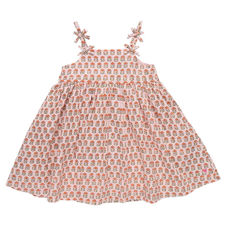 Tia Dress Pink Prairie Block Print