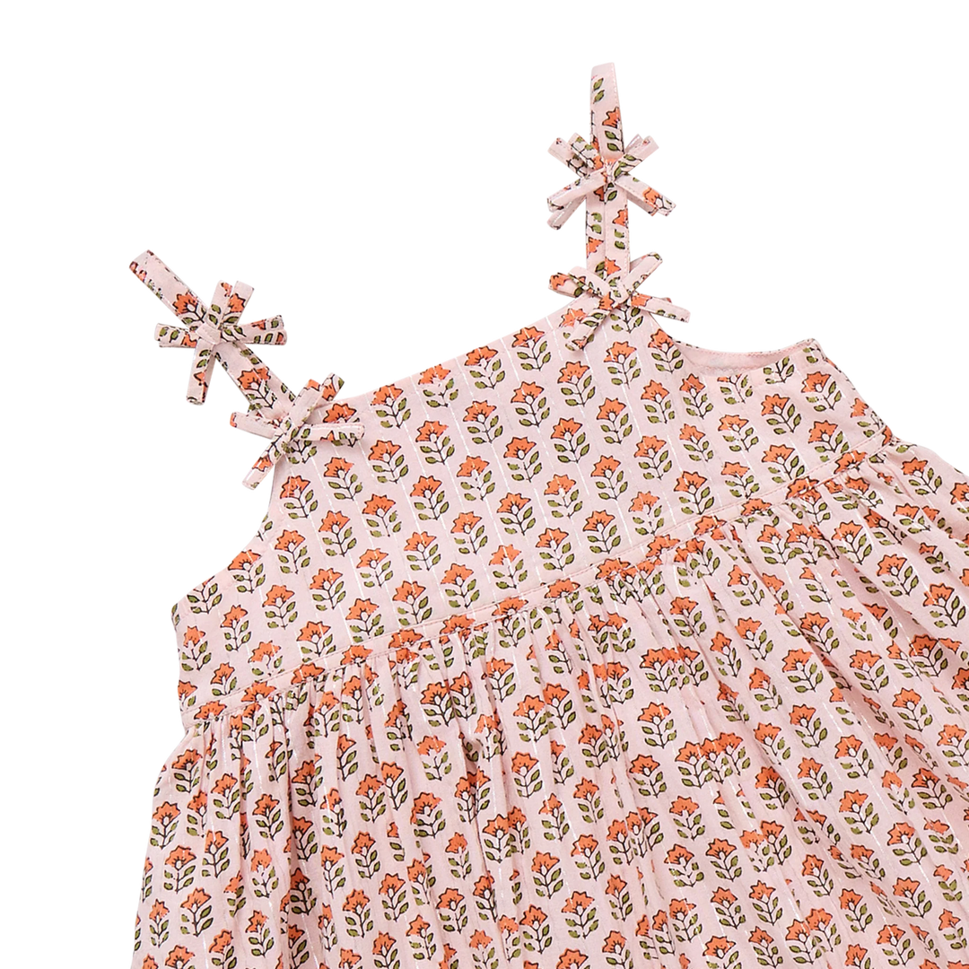 Tia Dress Pink Prairie Block Print