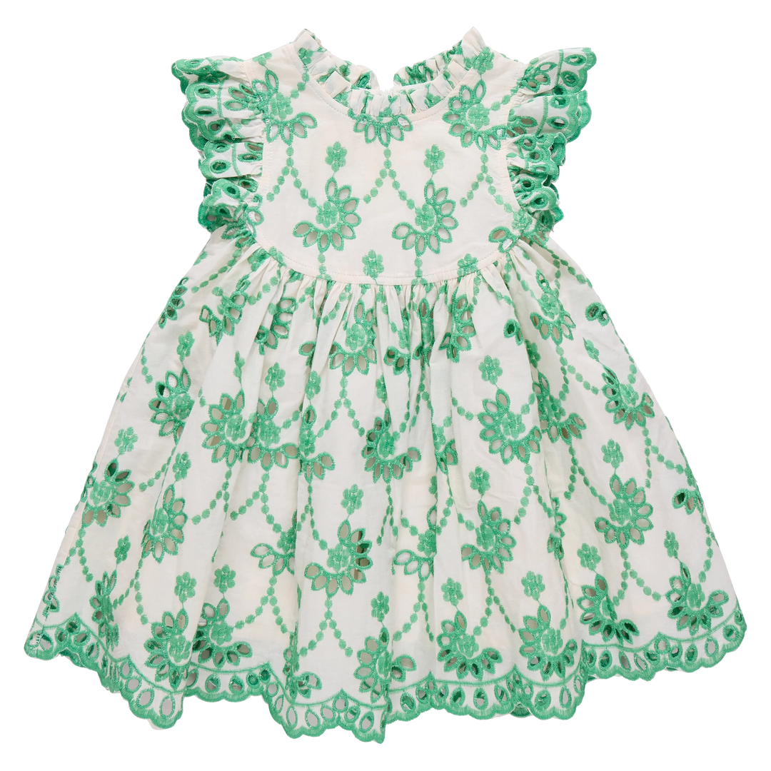 Cynthia Dress Kelly Green Eyelet