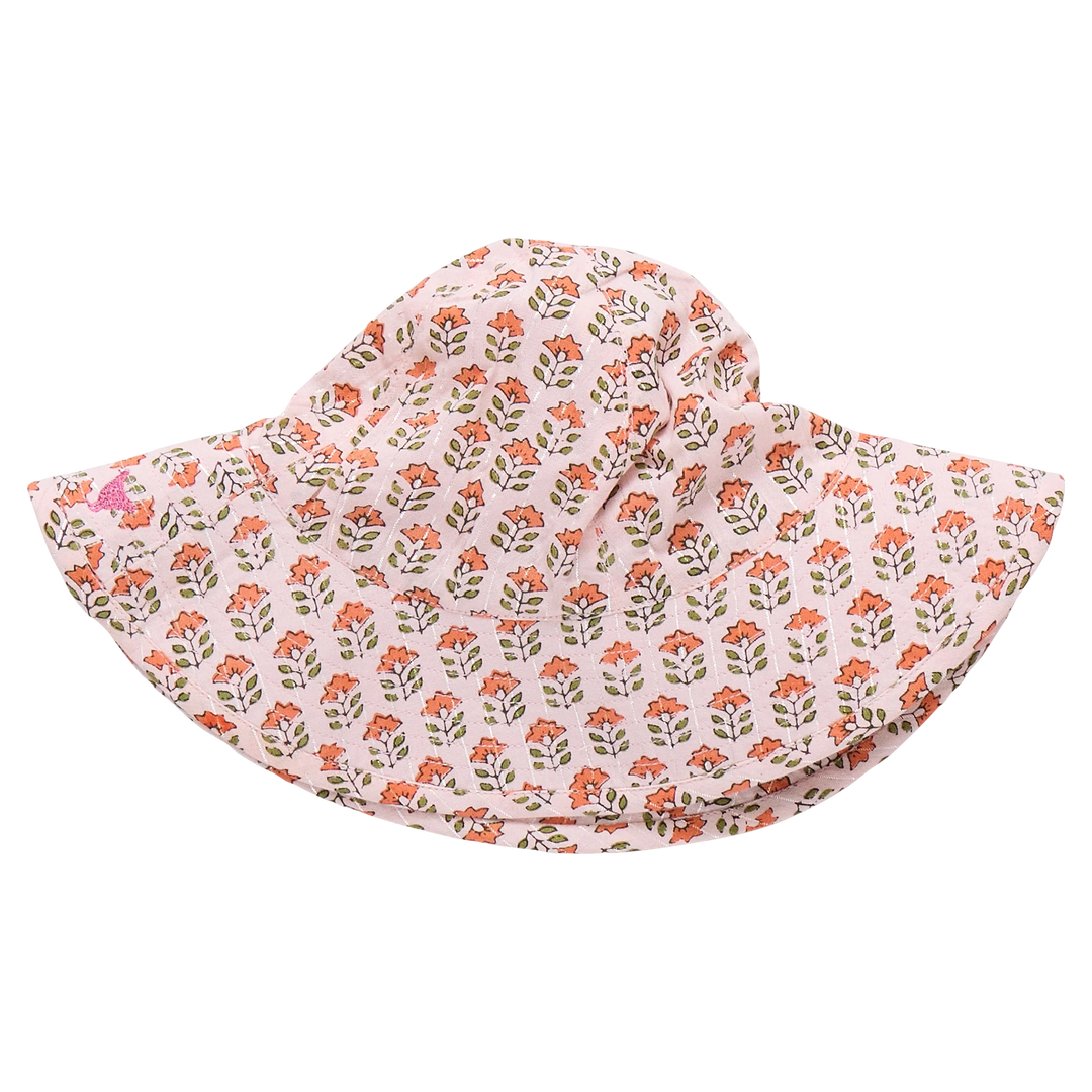 Sun Hat Pink Prairie Block Print