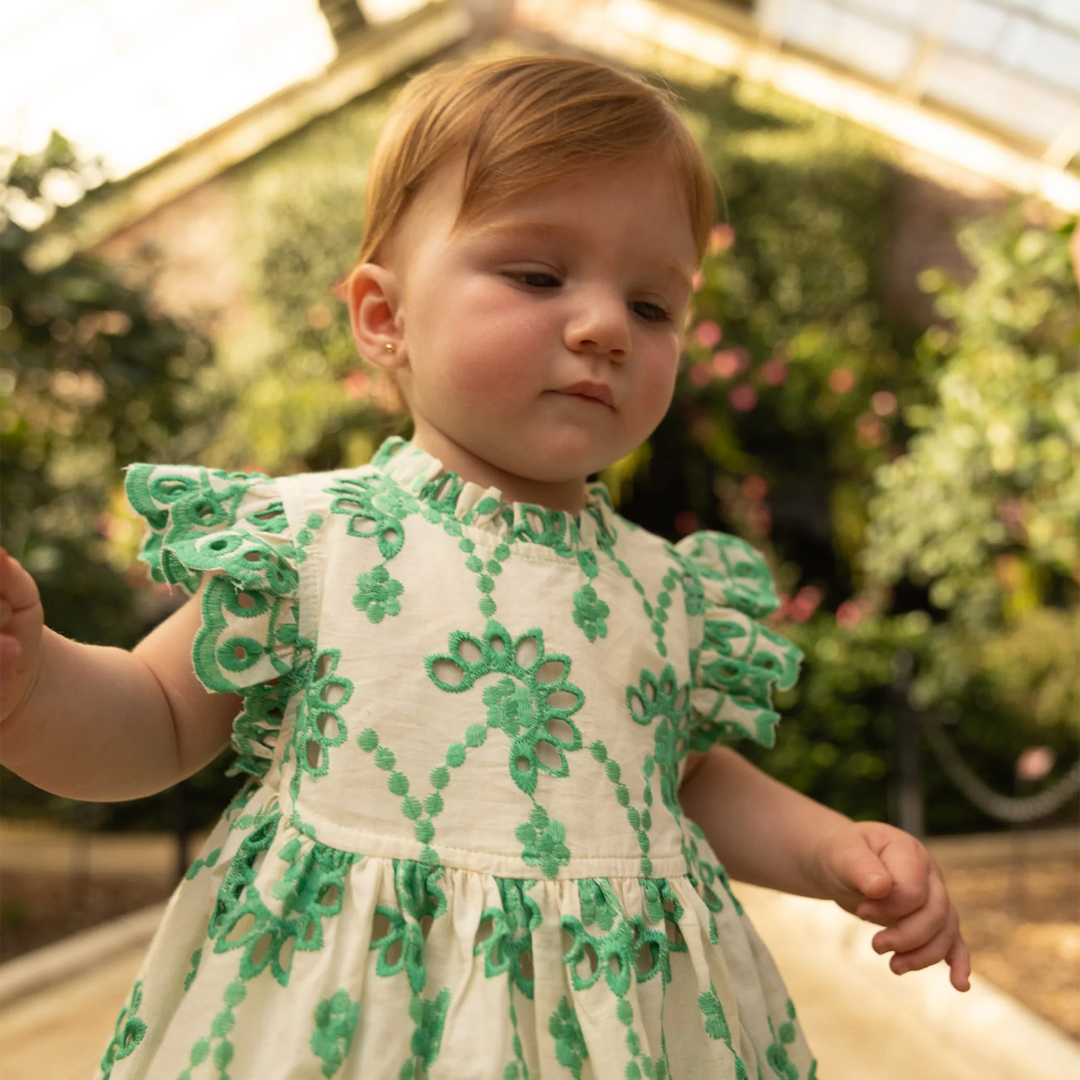 Cynthia Dress Kelly Green Eyelet