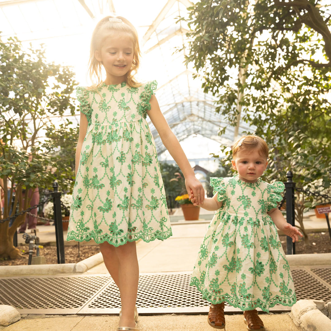 Cynthia Dress Kelly Green Eyelet