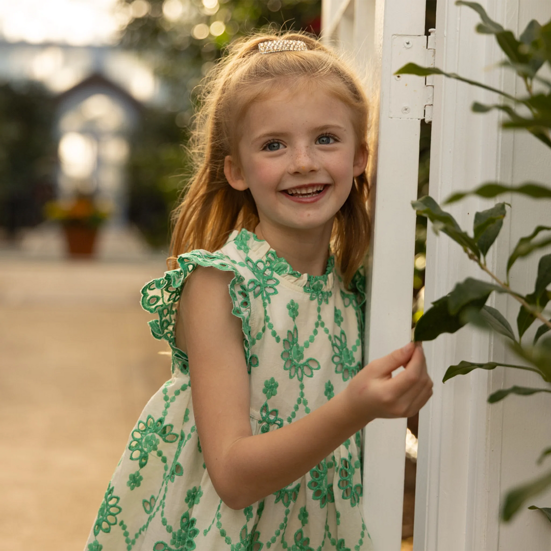 Cynthia Dress Kelly Green Eyelet