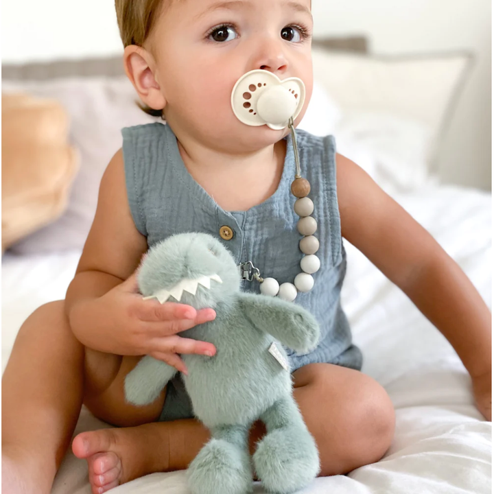 Tiny Dino Sage Plush Rattle