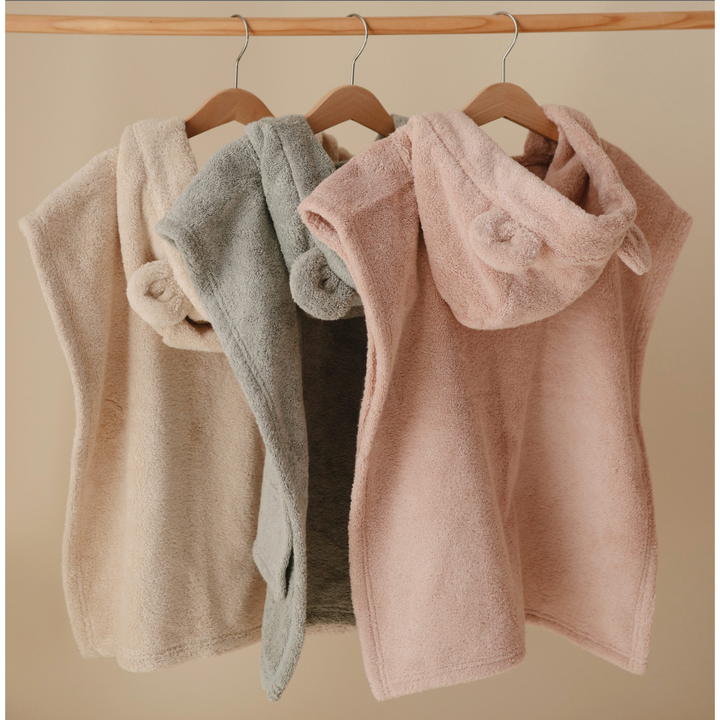 ORGANIC BEAR PONCHO TOWEL blush