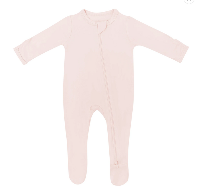 KYTE BABY bamboo zippered footie in blush