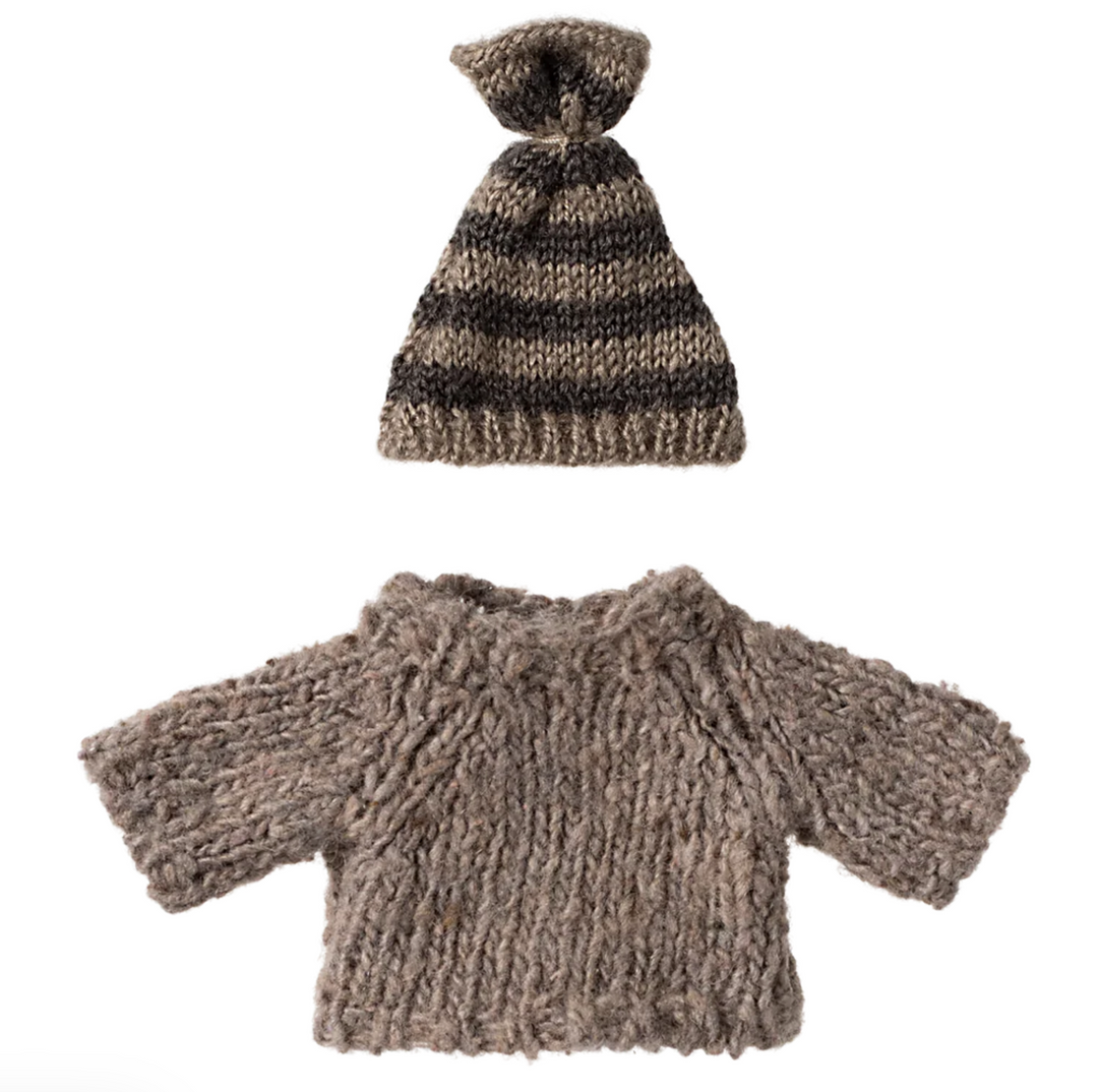 MAILEG Knitted Sweater + hat, big brother