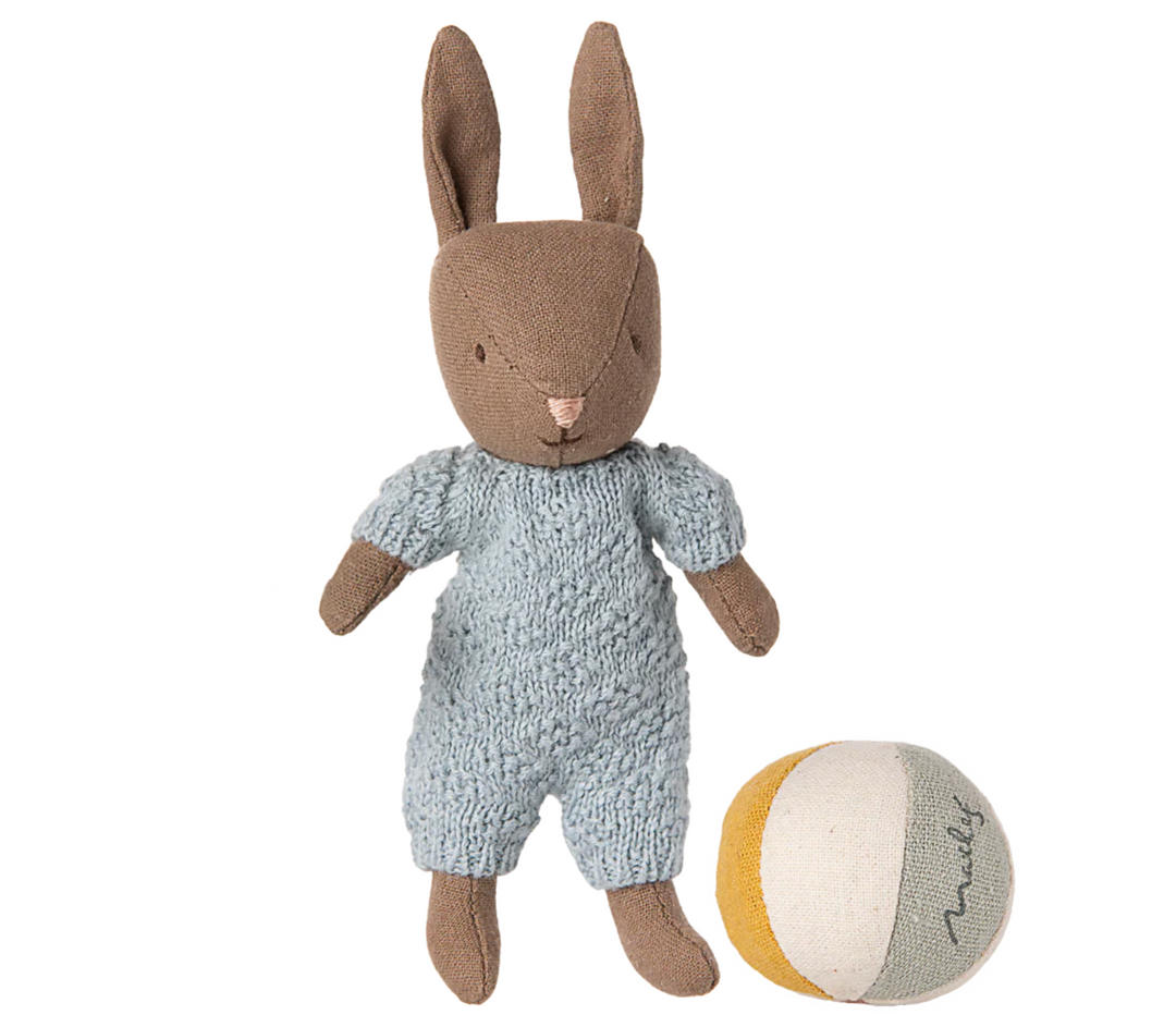 MAILEG Rabbit Set, Micro - Brown - Blue