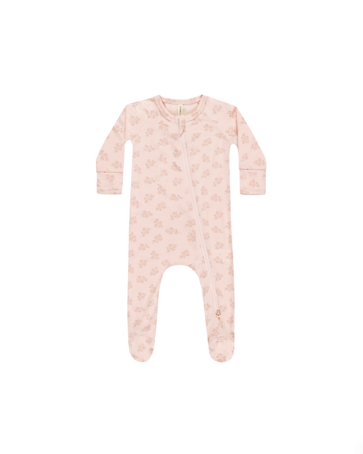 ORGANIC Modal Zip Footie || Pink Blossom