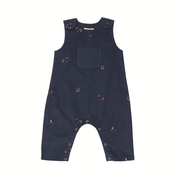 PINK CHICKEN Noah Navy Horse Embroidery Jumpsuit