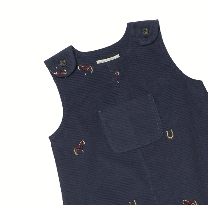 PINK CHICKEN Noah Navy Horse Embroidery Jumpsuit