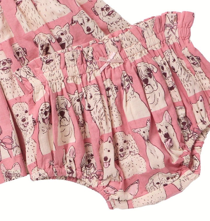 Autumn Dress - Pink Sketched Dogs