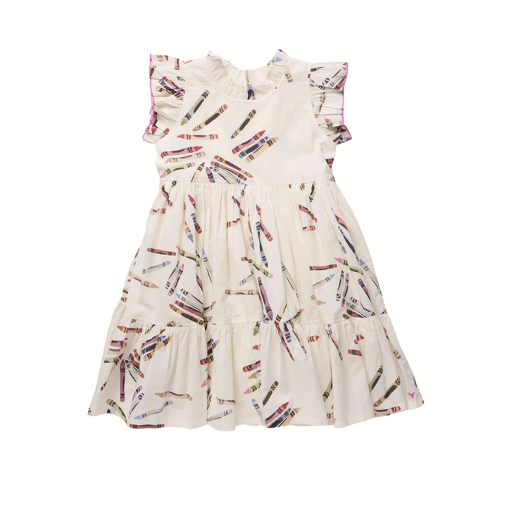 PINK CHICKEN girls jennifer dress - tossed crayons