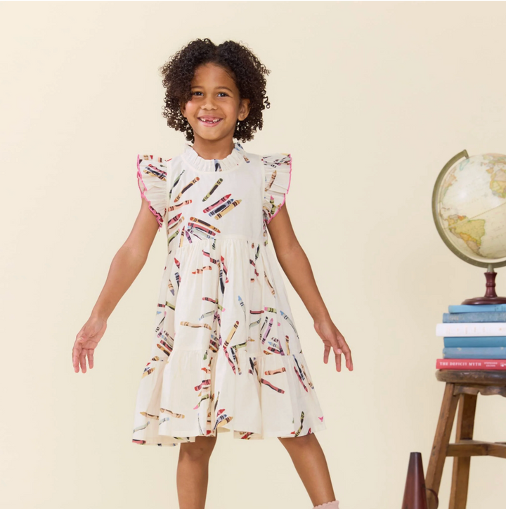 PINK CHICKEN girls jennifer dress - tossed crayons