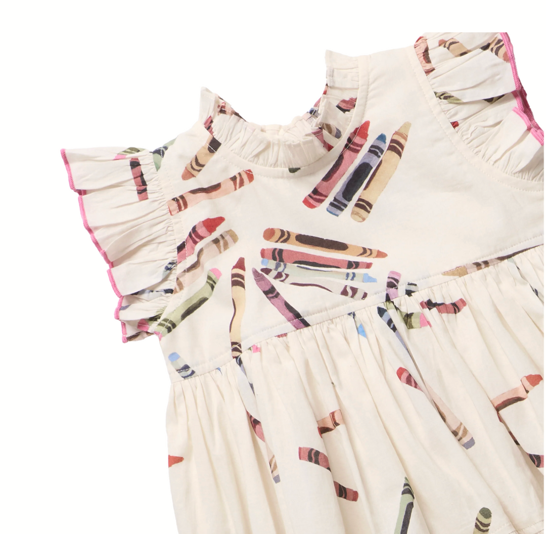 PINK CHICKEN girls jennifer dress - tossed crayons